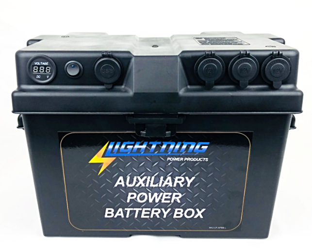 LIGHTNING Auxiliary Power Battery Box - Fits up to 120AH AGM Battery size (LP-APBB-L)