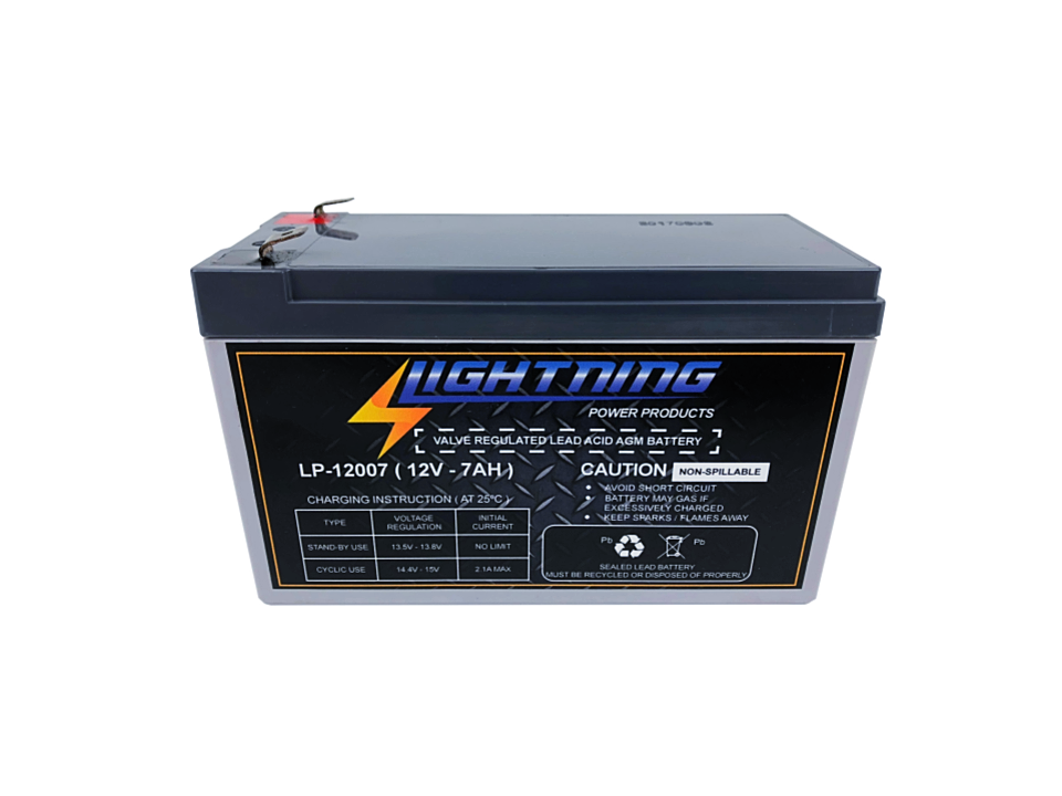 LIGHTNING 12 Volt 7Ah Deep Cycle AGM Auxiliary Battery (LP-12007)