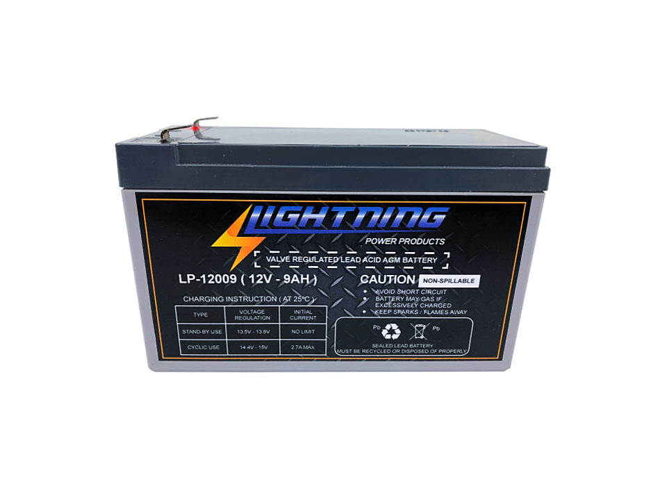 LIGHTNING 12 Volt 9Ah Deep Cycle AGM Auxiliary Battery (LP-12009)