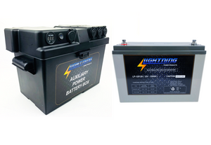 LIGHTNING Premium Fridge & Battery Package - 55L Fridge/Freezer + 120AH AGM Battery & Power Box Package (LP-PFB-P)