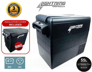 LIGHTNING Premium Fridge & Battery Package - 55L Fridge/Freezer + 120AH AGM Battery & Power Box Package (LP-PFB-P)