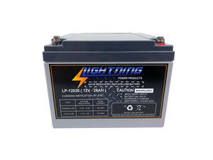 LIGHTNING 12 Volt 26Ah Deep Cycle AGM Auxiliary Battery (LP-12026)