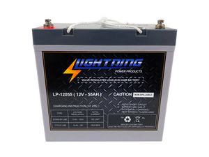 LIGHTNING 12 Volt 55Ah Deep Cycle AGM Auxiliary Battery (LP-12055)